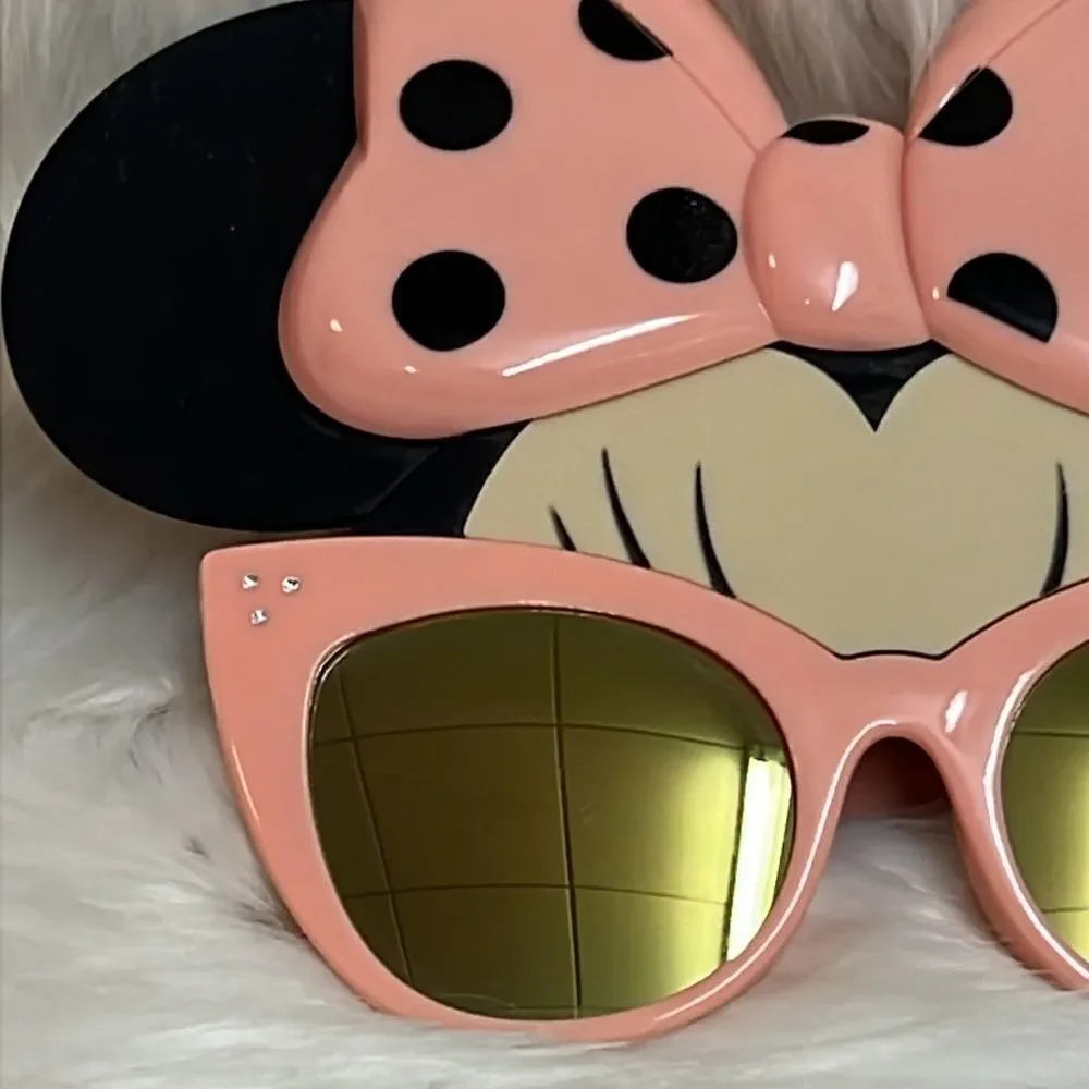 Disney Minnie Mouse Mask Sunglasses Sun-Staches Shades Pink Bow‎